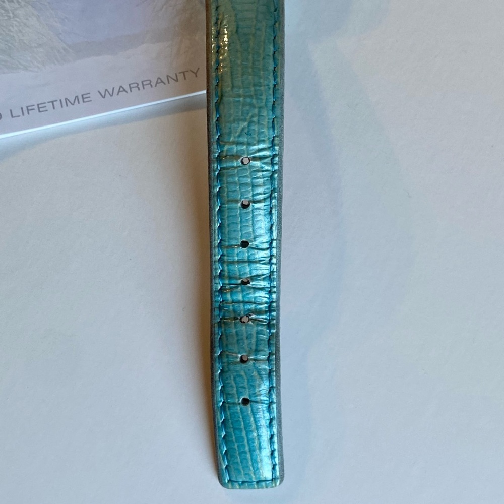Skagen Mother of Pearl & Crystal Watch with Turquoise Crocodile Band - Picture 5 of 11